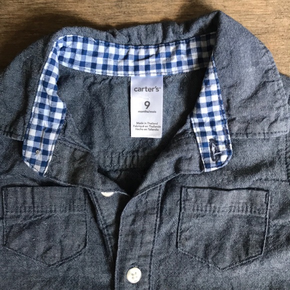 3 Carter’s button up shorts onesies, 6-9 months. - Picture 3 of 4